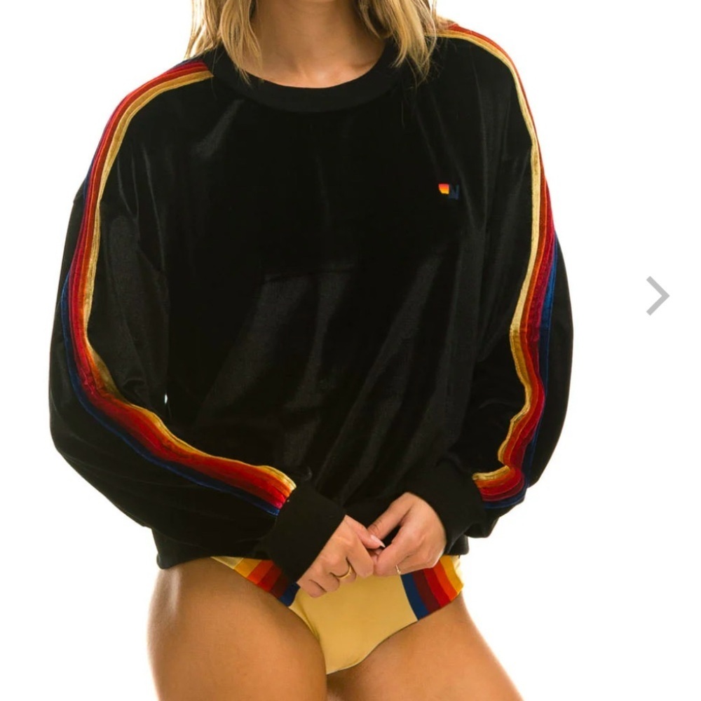 Aviator Nation CLASSIC VELVET‎ RELAXED SWEATSHIRT - BLACK